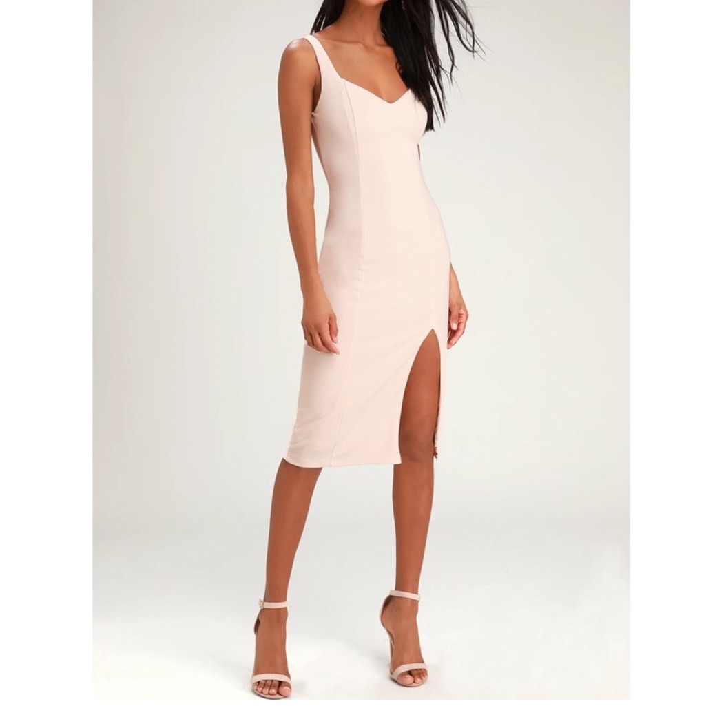 Lulus Take Me Out Tonight Midi Dress Size S Wedding Guest Sleeveless Blush Pink